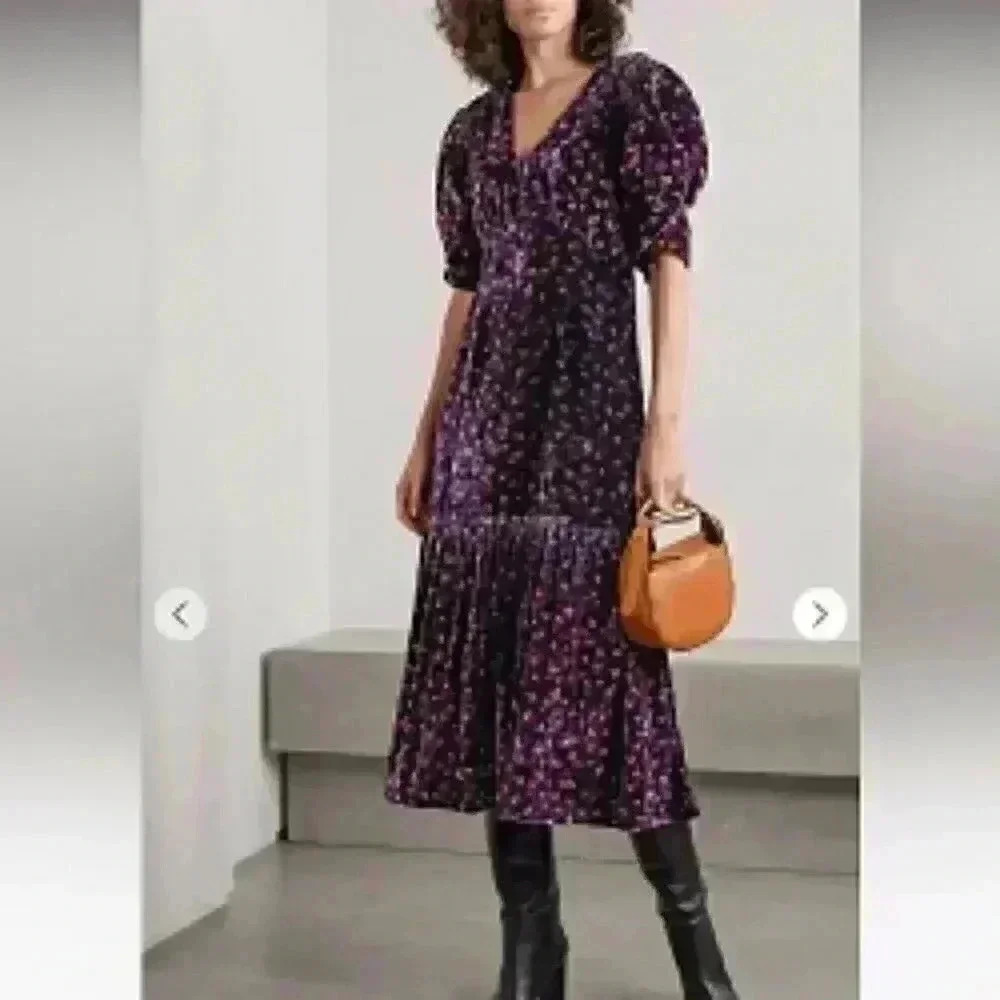 Sea New York Purple Floral Midi Dress